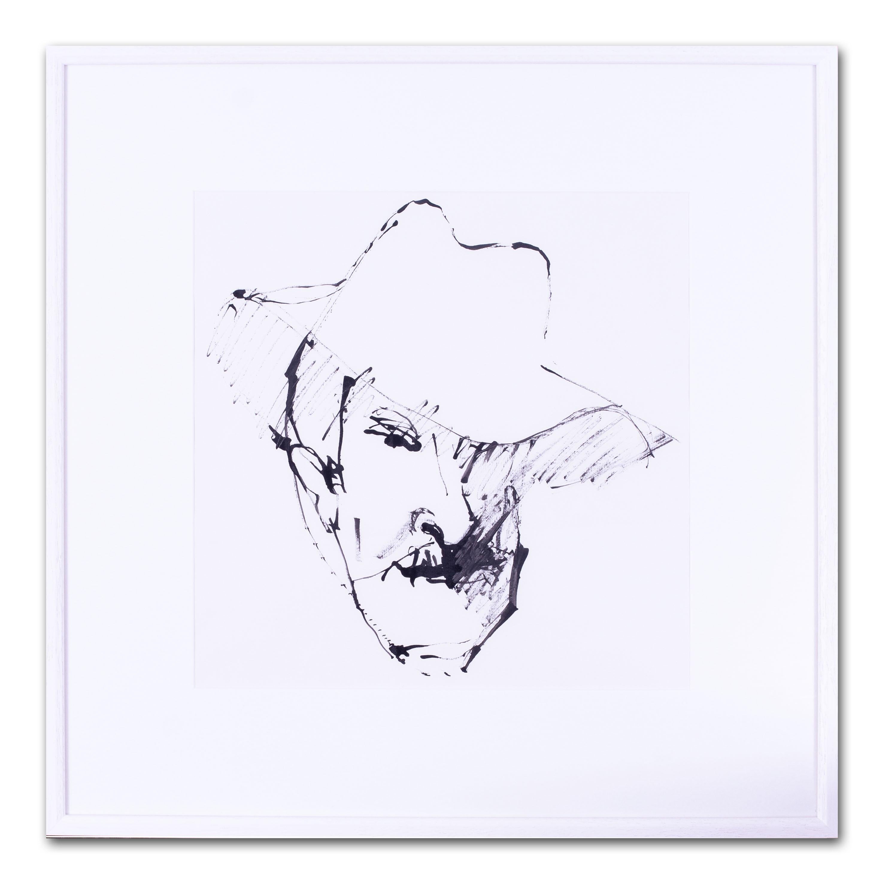 British 20th Century St. Ives artist, Sven Berlin, Self Portrait, pen and ink For Sale 1