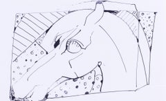 Modern British, 20th Century St. Ives artist, Sven Berlin, 'Equus' drawing