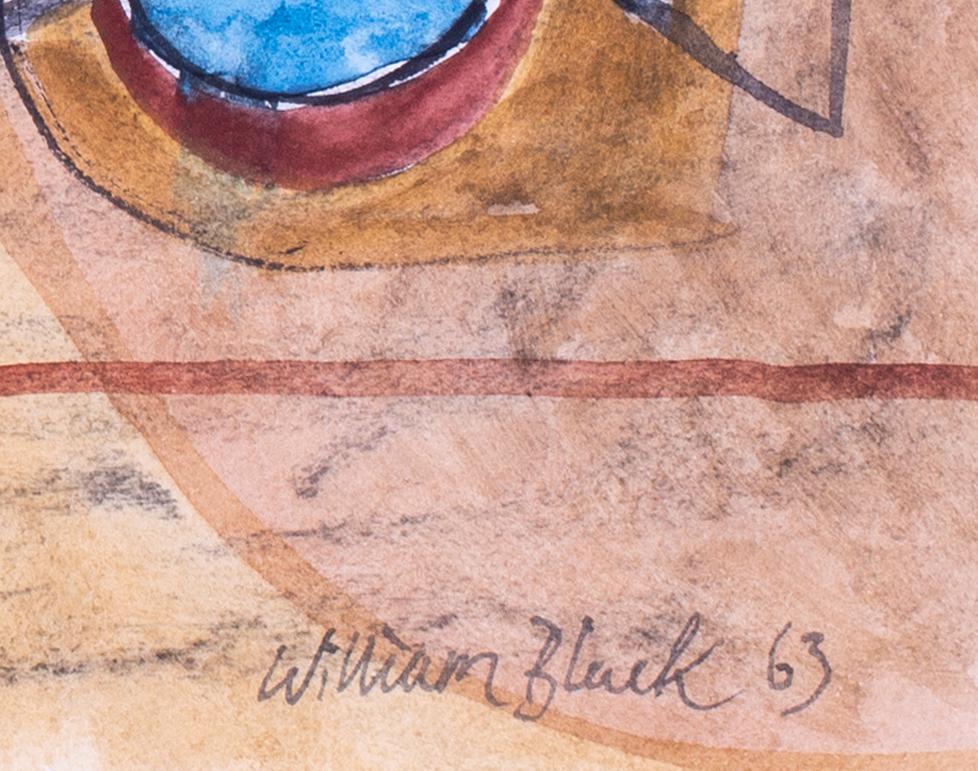 Abstraktes Gouache-Gemälde von William Black „Landscape“ aus der Mitte des 20. Jahrhunderts im Angebot 2