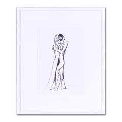 Feder und Tinte auf Papier des Knstlers Sven Berlin A lover''s embrace aus der Mitte des Jahrhunderts