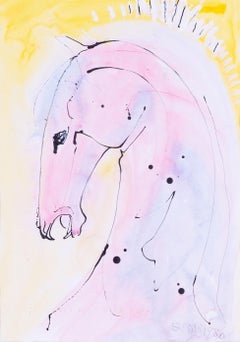 Sven Berlin, modern British, 'Crazy horse', watercolour and gouache