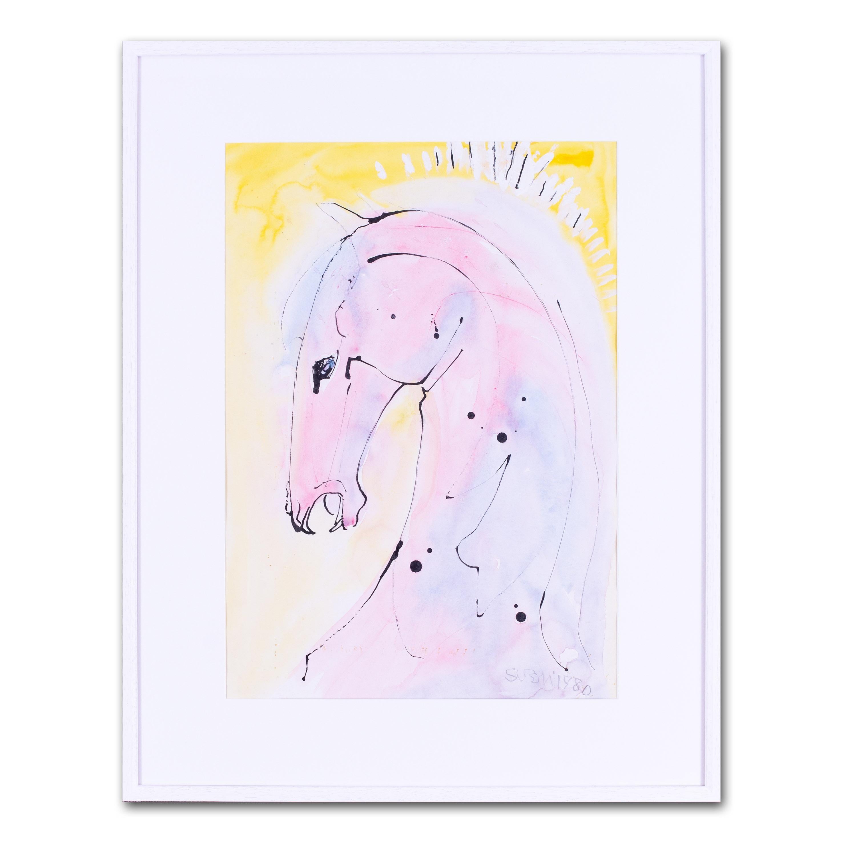 Sven Berlin, modern British, 'Crazy horse', watercolour and gouache For Sale 1