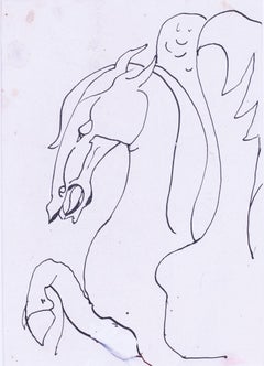 Sven Berlin, Cornish St. Ives artist, 20th Century 'Pegasus' drawing