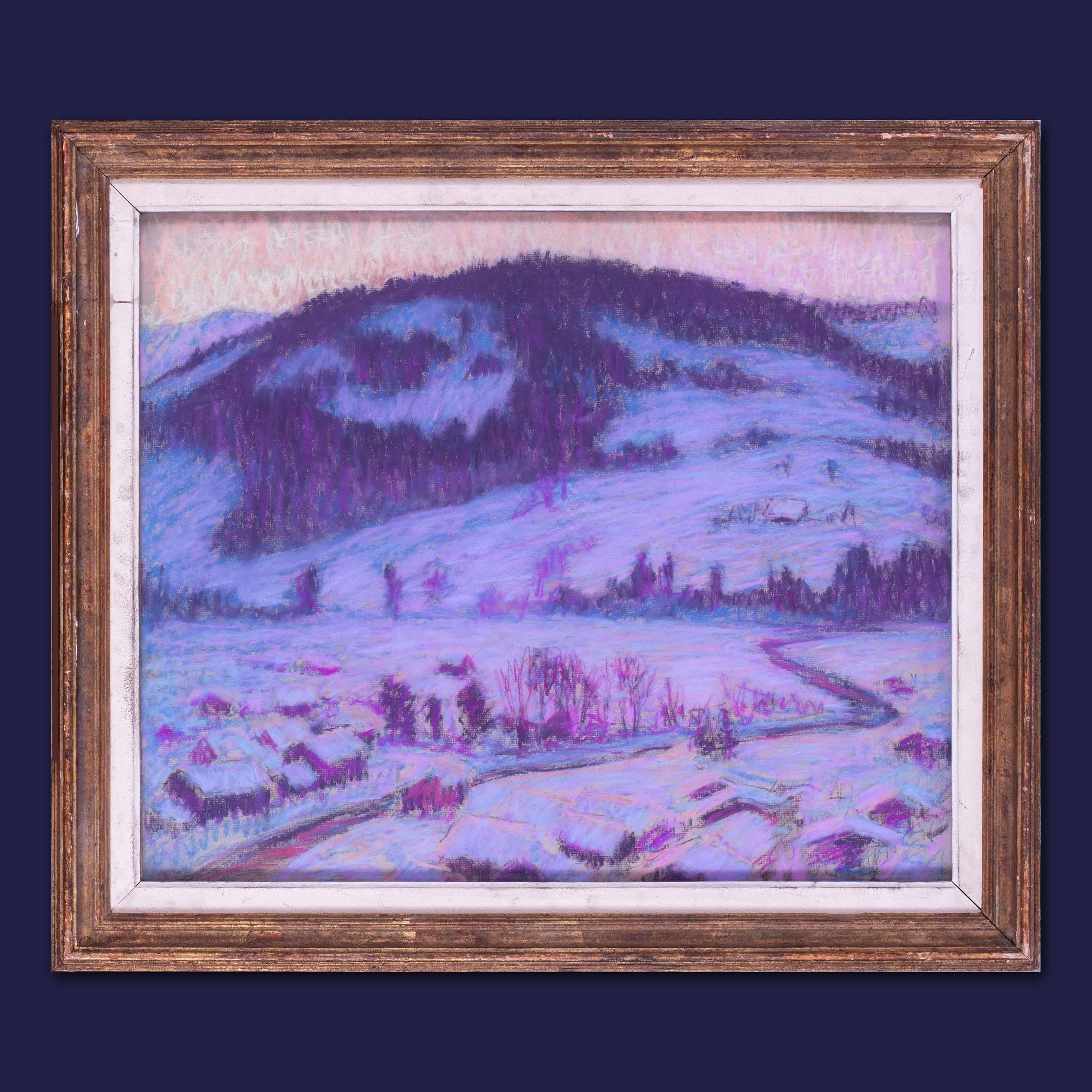 American Impressionist mountain view landscape of Gstaad in late afternoon 4