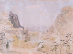 20th Century French Impressionist watercolour painting of Vaison-la-Romaine