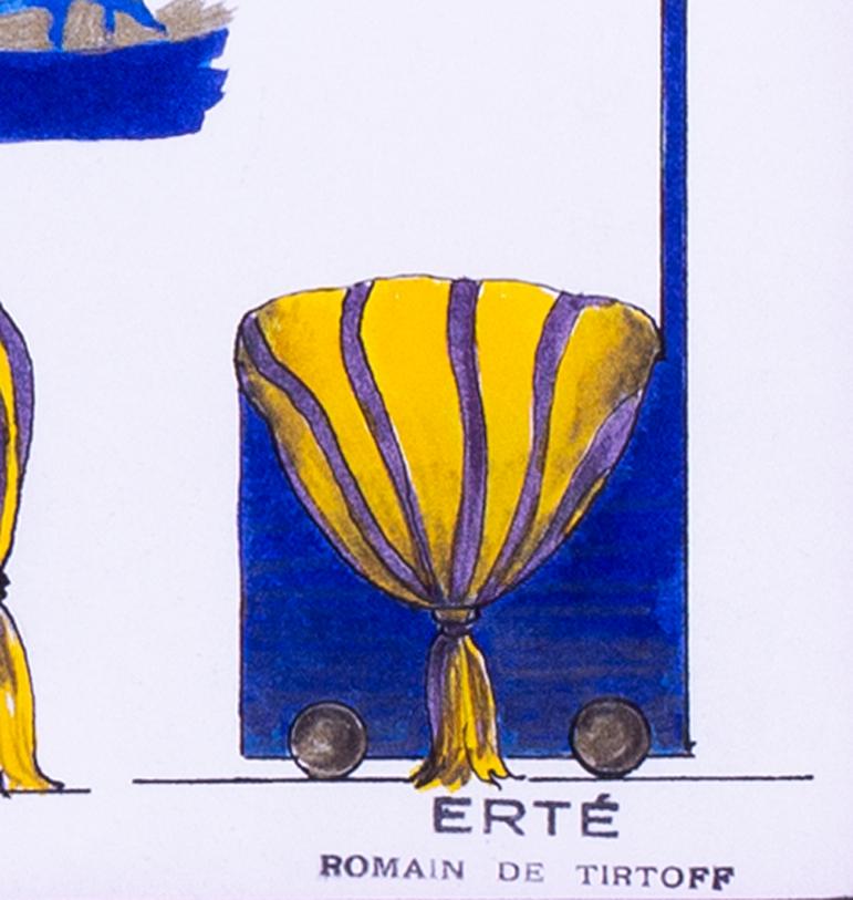 Original Erte furniture design of commode, signed, from Erte's personal collecti - Art Deco Art by Erte - Romain de Tirtoff