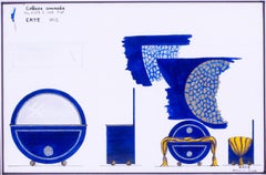Original Erte furniture design of commode, signed, from Erte's personal collecti