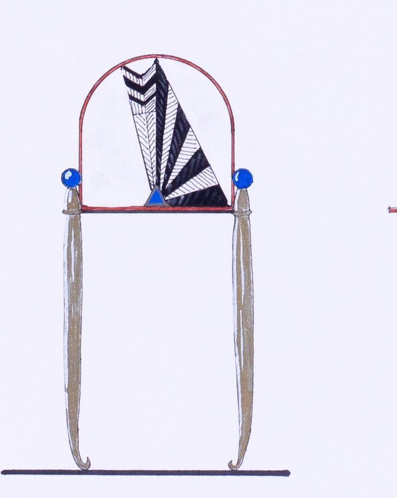 Erte muebles originales art deco diseños en tinta, pintura dorada y acuarela - Art Art Decó de Erte - Romain de Tirtoff