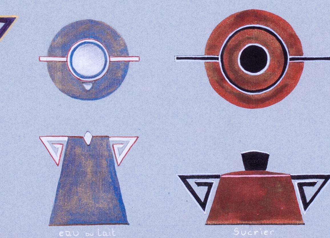 Originale design art déco Erte di un set da tè e caffè e di una zuccheriera in vendita 1