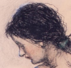 Early 20th Century watercolour of a girl carrying water by Heath Robinson