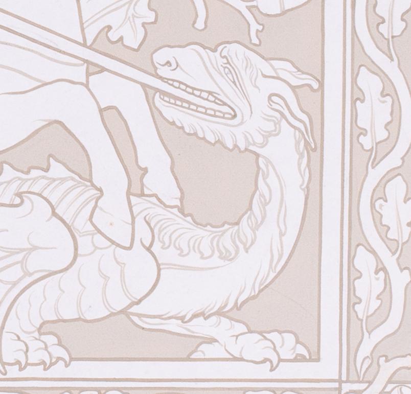 Dessin britannique du début du 20e siècle représentant George et le dragon par Edward Ridley en vente 2
