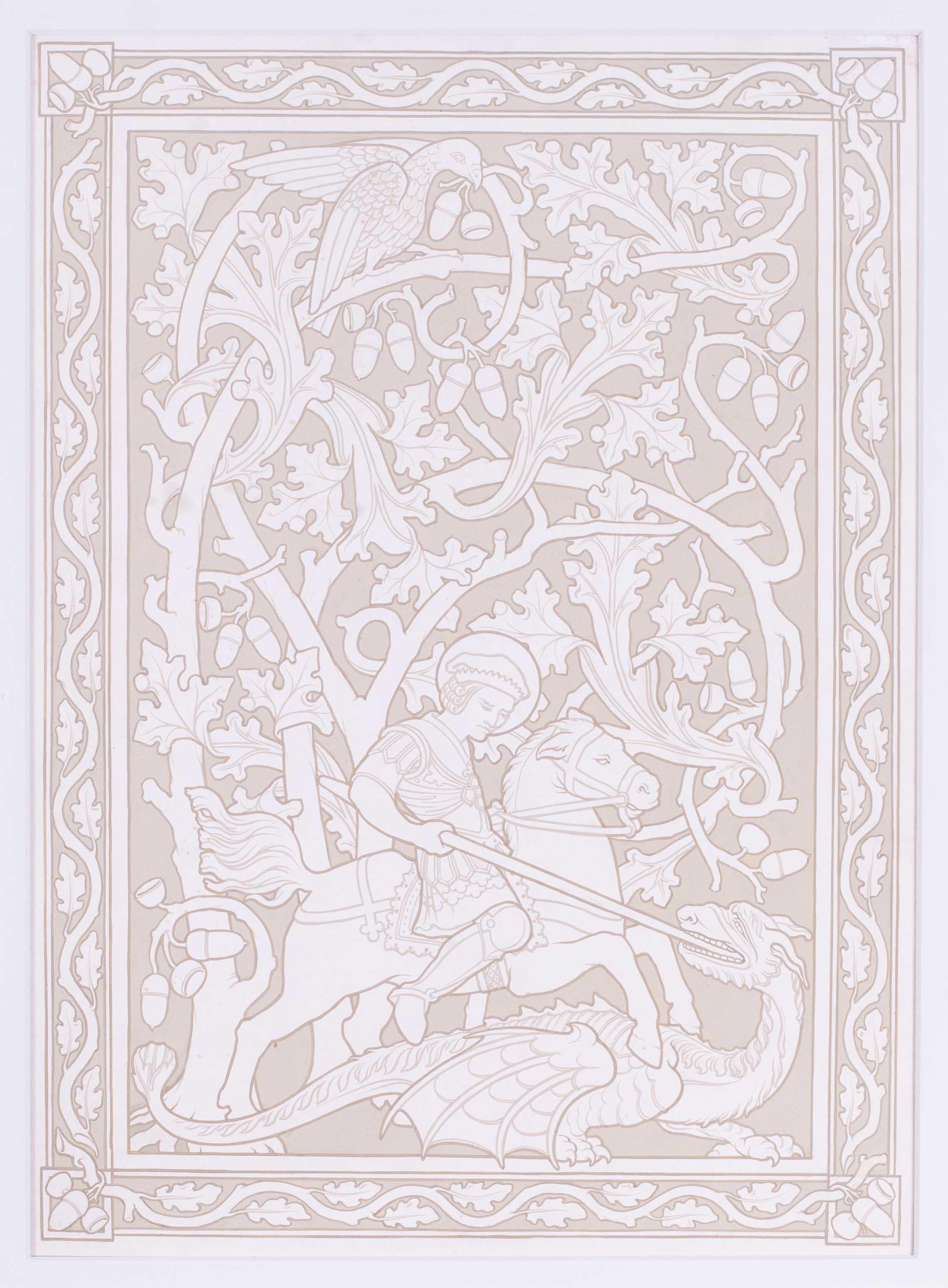 Dessin britannique du début du 20e siècle représentant George et le dragon par Edward Ridley en vente 5