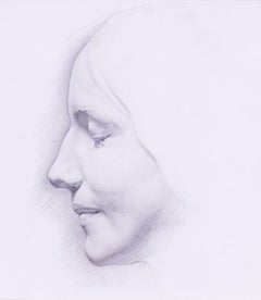 Contentment by British, early 20th Century artist Edward Ridley, pencil portrait