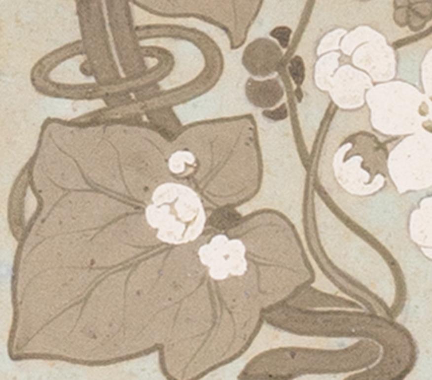 Ein längliches Design mit Efeublütenblüten des britischen Künstlers aus dem frühen 20. Jahrhundert (Beige), Still-Life, von Edward Ridley