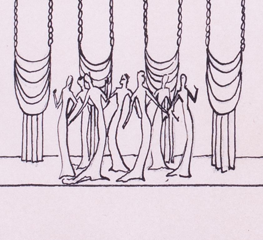 Romain de Tirtoff, called Erte, Art Deco theatre design drawing For Sale 1