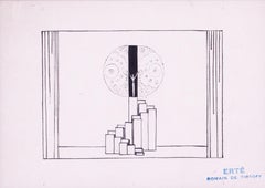 Romain de Tirtoff, called Erte, Art Deco theatre set design in ink