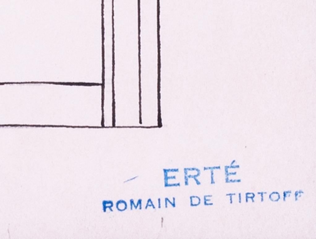 Romain de Tirtoff, called Erte, Art Deco theatre set design in ink For Sale 1