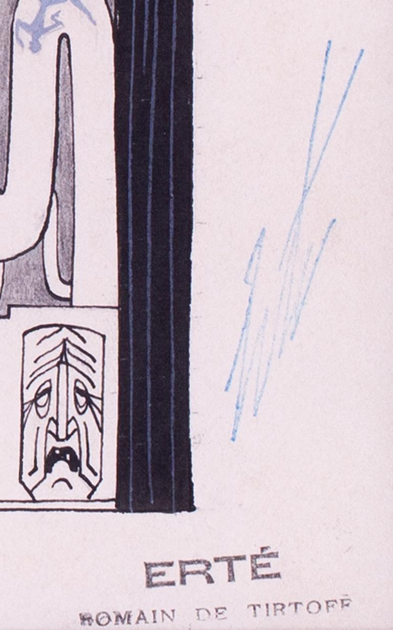Romain de Tirtoff, dit Calle (français/russe, 1892-1990)
I.L.A.A. - 1er aspect du décor
Stylo à encre
Signé avec le cachet de l'atelier et la signature au tampon (en bas à droite).
5 x 7 in. (12.8 x 17.8 cm.)
Provenance :
De la collection d'Erte et