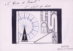 Romain de Tirtoff, called Erte original theatre set design in ink, signed