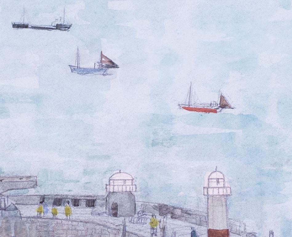 Anne Harriet Sefton Fish (British, 1890-1965)
Fishing boats leaving St Ives harbour
Pencil and watercolour
11.1/2 x 15.1/2 in. (29.3 x 39.4 cm.)
Provenance: Digey Studio, St. Ives
The collection of Roysia and Raffaello Romanelli

Born in Bristol,