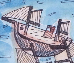 Modernes britisches, St. Ives-Aquarell der Gruppe William Black mit drei Booten