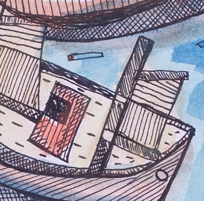 Modernes britisches, St. Ives-Aquarell der Gruppe William Black mit drei Booten im Angebot 4
