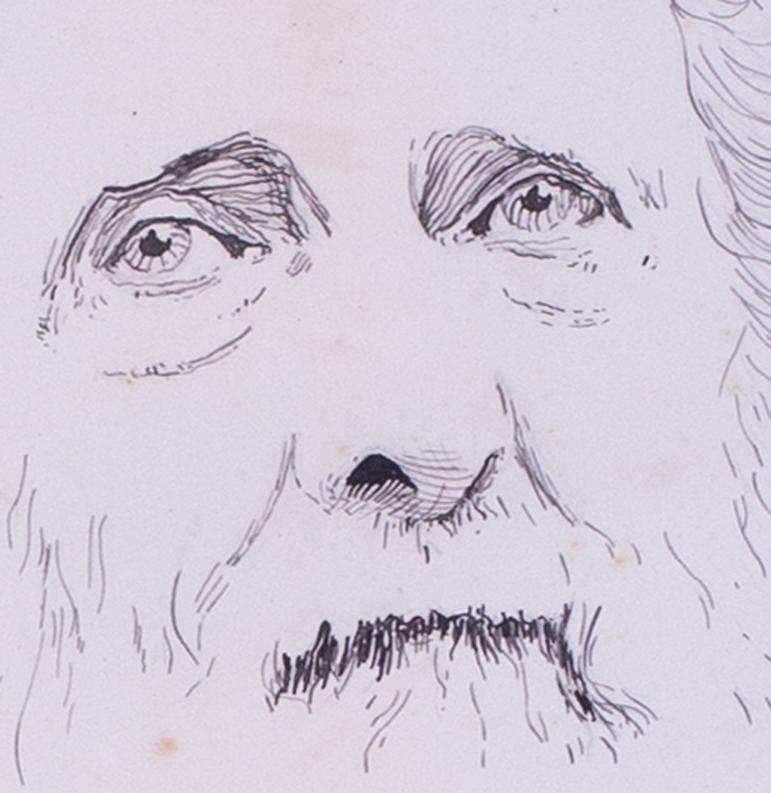 A portrait of John Ruskin by British artist B. C. Leeming, 1901 - Beige Portrait by Unknown