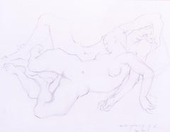 Britische Zeichnung von nackten schlafenden Figuren, die sich umschlingen, vom Künstler Ayrton aus dem 20.