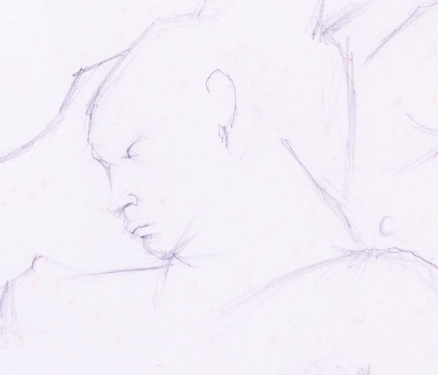 Dibujo británico de figuras desnudas dormidas entrelazadas del artista del siglo XX Ayrton - Art Moderno de Michael Ayrton