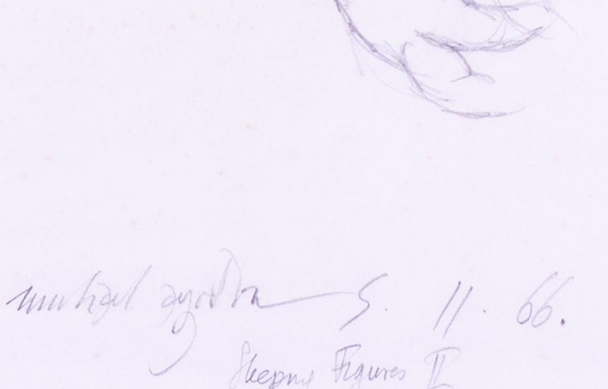 Dibujo británico de figuras desnudas dormidas entrelazadas del artista del siglo XX Ayrton en venta 1