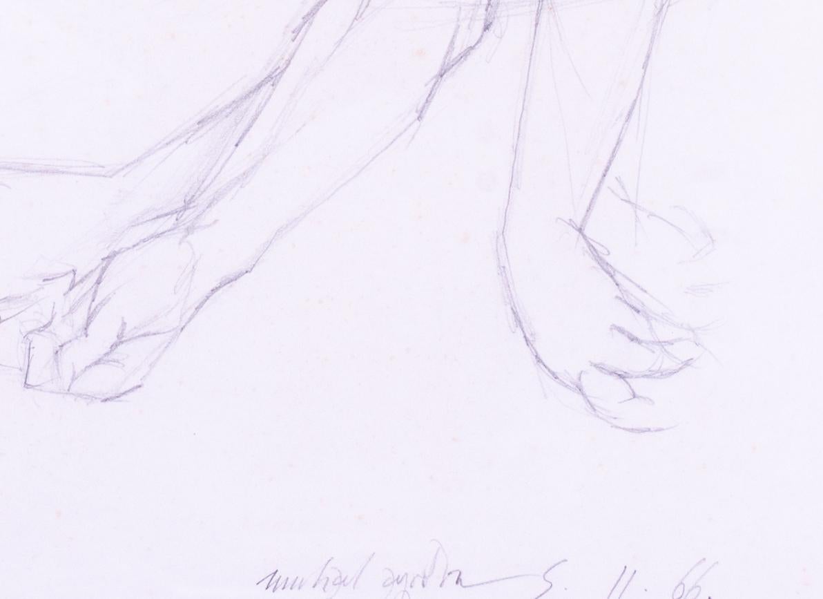Dibujo británico de figuras desnudas dormidas entrelazadas del artista del siglo XX Ayrton en venta 2