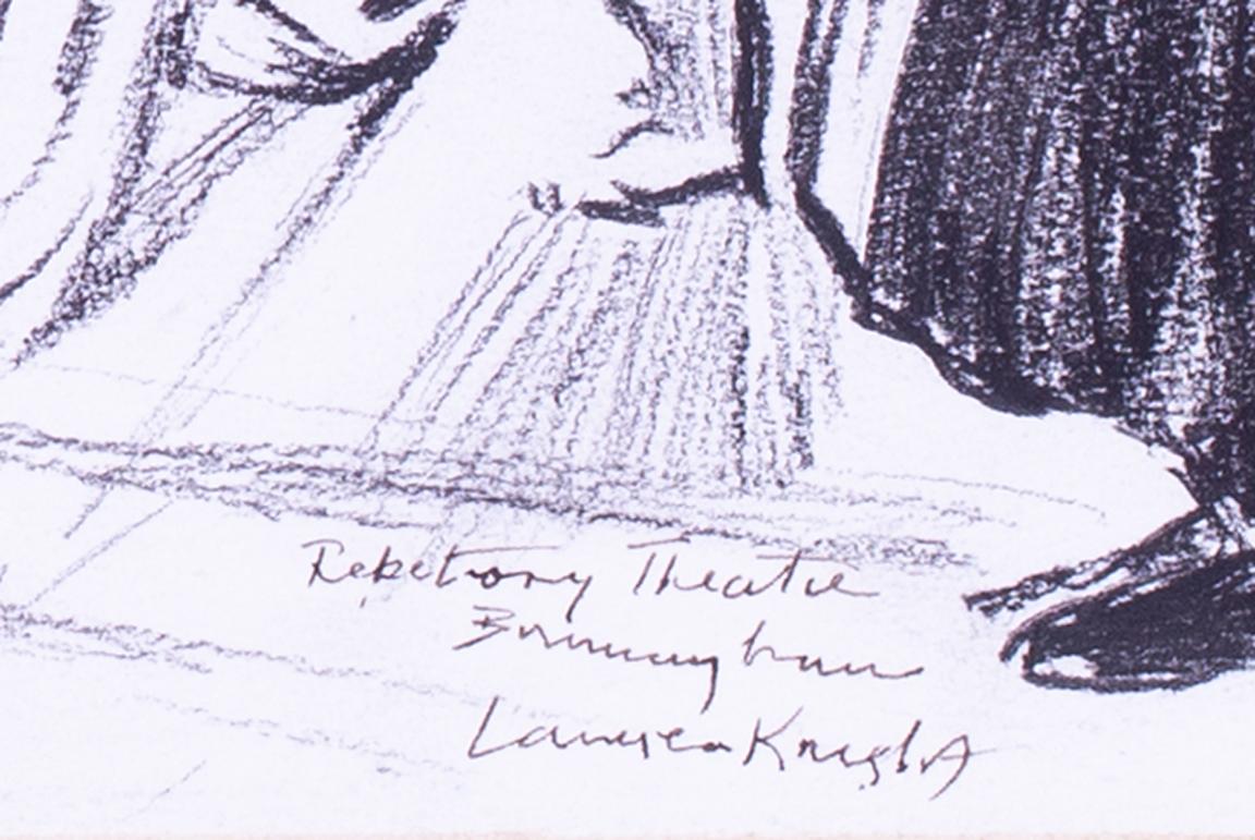 Dame Laura Knight, dessin au fusain sur carton représentant une scène de théâtre, signé en vente 2