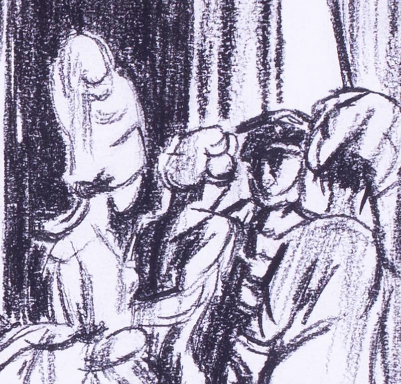 Dame Laura Knight, disegno firmato a carboncino su tavola di una scena teatrale in vendita 3