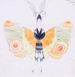 Art Deco yellow butterfly costume design by French costume designer Jean Aumond