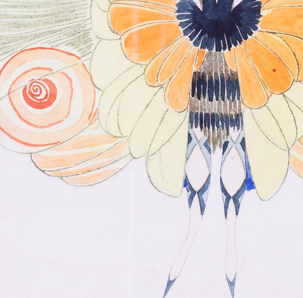 Gelbes Schmetterlingskostüm-Entwurf des französischen Kostümbildners Jean Aumond im Art déco-Stil im Angebot 4