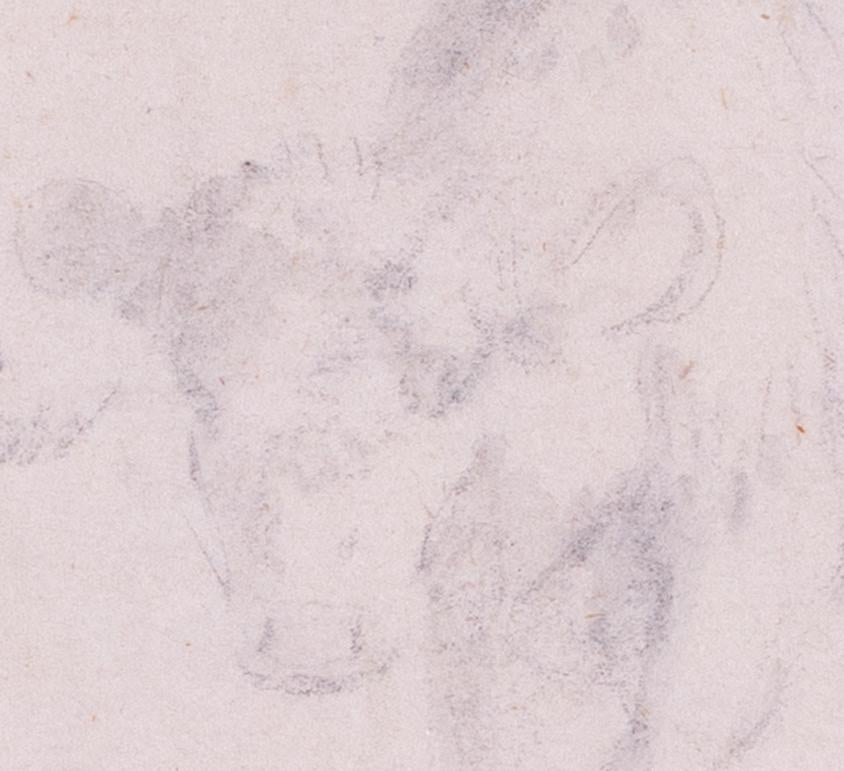 Étude au crayon de l'artiste français Jean Baptiste Huet du 18ème siècle représentant des vaches en vente 2
