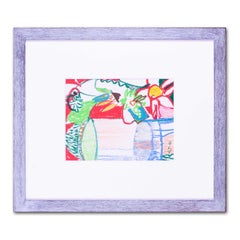 Vibrant abstract picture of jar and flowers by Modern British artist Ewart Johns