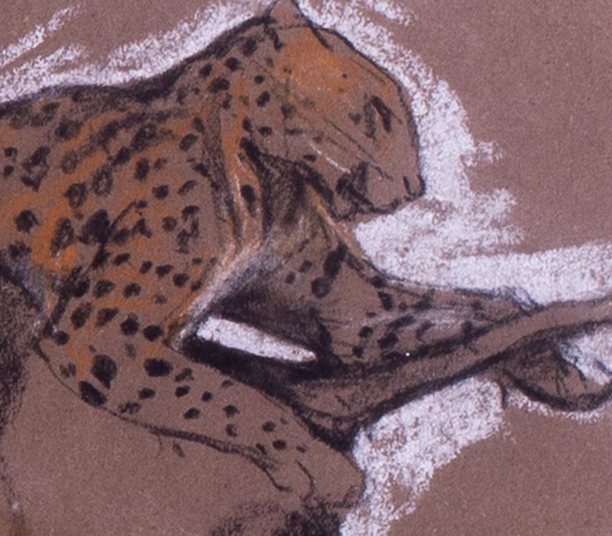 Pair of early 20th Century studies of cheetah's by British artist Arthur Wardle For Sale 10