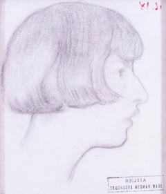 Circa 1918 charcoal on paper portrait by Jean van den Eeckhoudt of his daughter