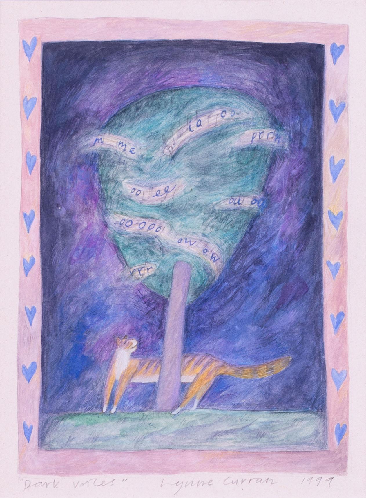 Étude d'un chat par l'artiste tisserand de tapisserie Lynne Curran « Ses voix sombres » en vente 1