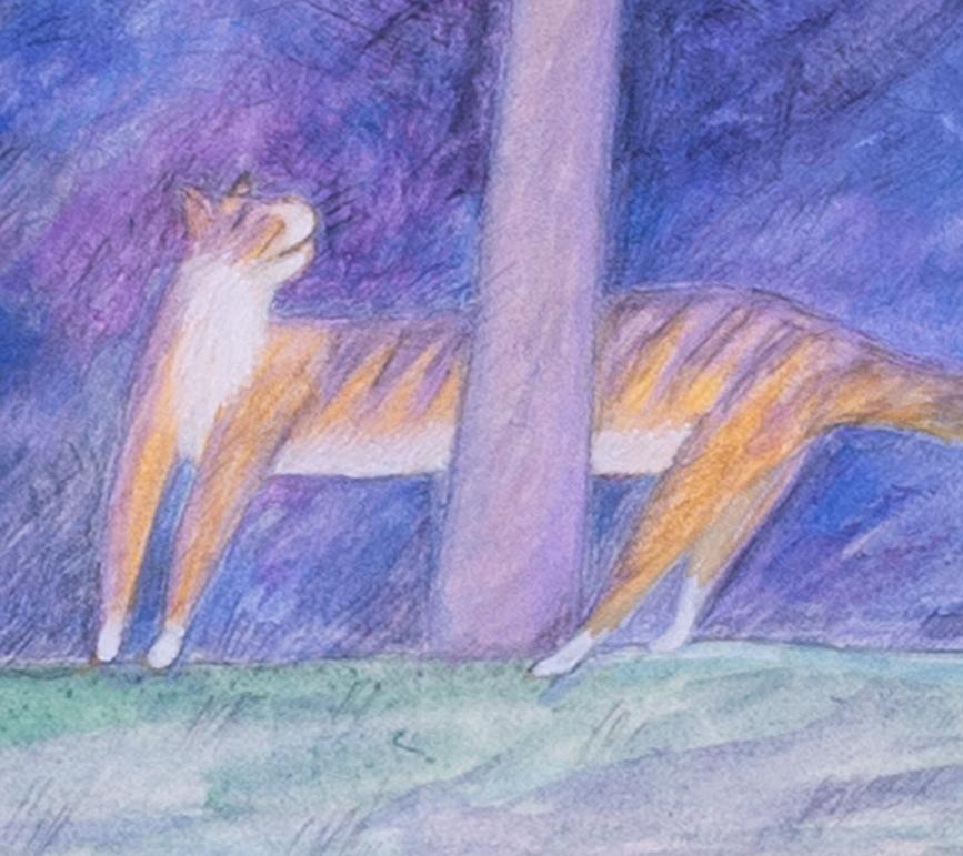 Étude d'un chat par l'artiste tisserand de tapisserie Lynne Curran « Ses voix sombres » en vente 2