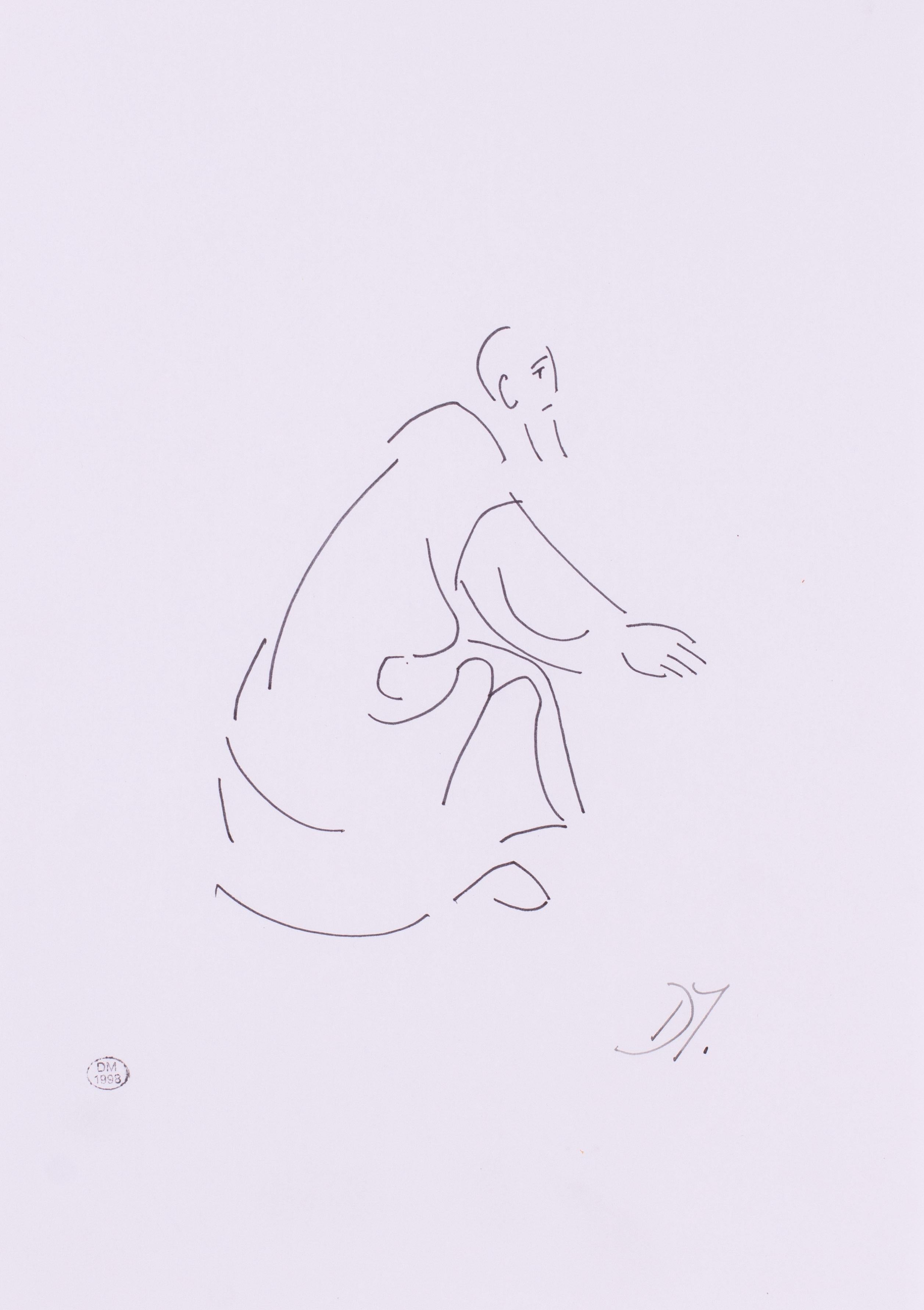 Original Dora Maar, (Picasso's muse) fine ink drawing of a reverent saint, 1998 For Sale 1