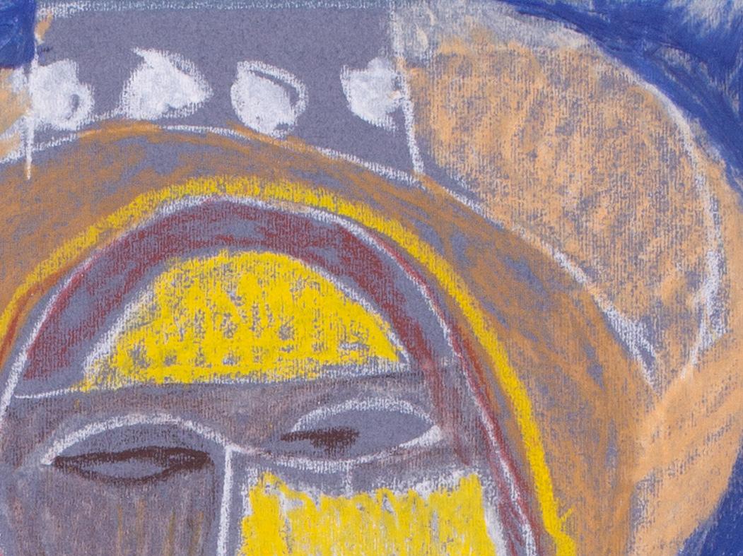 Abstrakte weibliche Figur in Blau und Gelb des modernen britischen Künstlers des 20. Jahrhunderts, Ewart Johns im Angebot 2