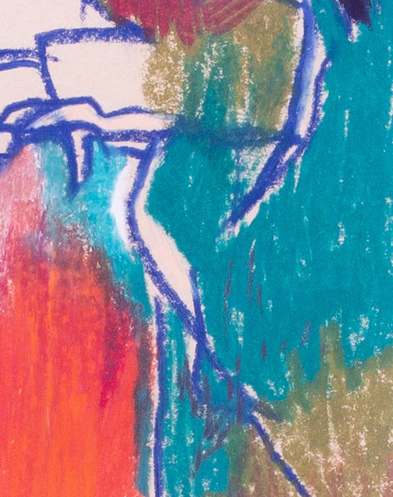 Disegno astratto a pastello di un giardino rosso dell'artista Modern British Ewart Johns in vendita 5
