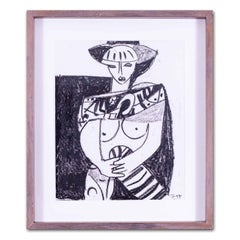 Black, white Homage to Piccaso painting by Modern British artist Ewart Johns