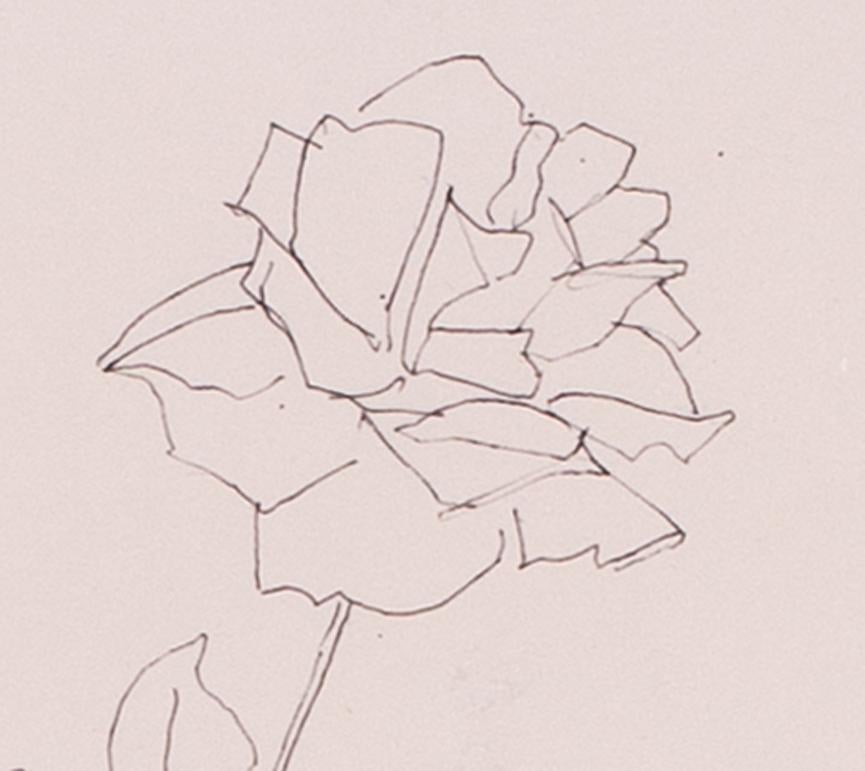 Modern British ink pen on paper work of a rose by Edmond Xavier Kapp For Sale 2