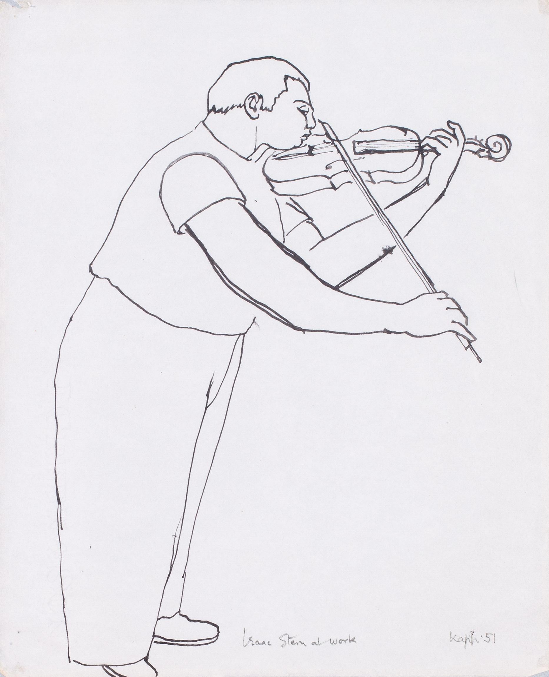 Modern British pluma de tinta sobre papel obra de Isaac Stern por Edmond Xavier Kapp en venta 1