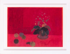 Nature morte rouge de Bernard Myers au pastel, The Moderns British, 20e siècle