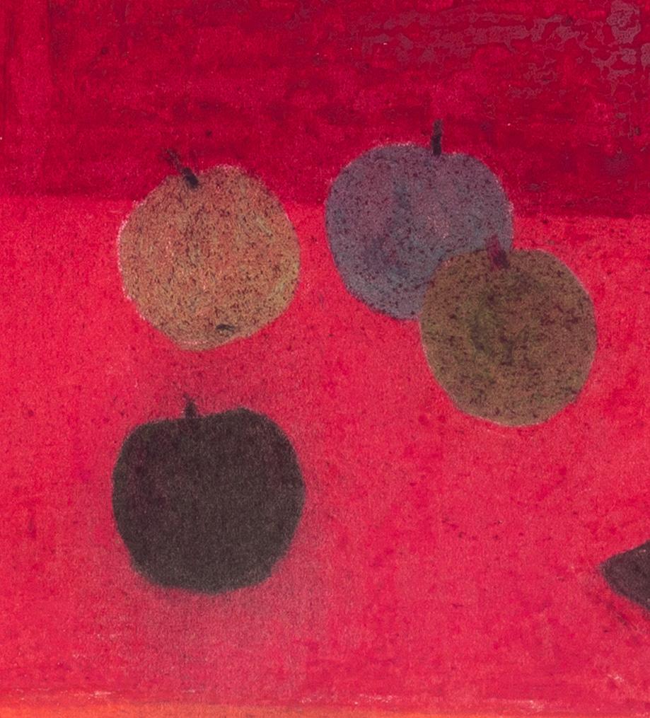 Modern British Rotes Stilleben des 20. Jahrhunderts von Bernard Myers in Pastell im Angebot 3