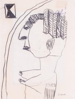 Pat Douthwaite Charcoal drawing 'Totem' Scottish, abstract